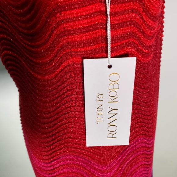 Torn by Ronny Kobo size M The Hope Dress NWT knit multi colors metallic threads - Picture 11 of 16